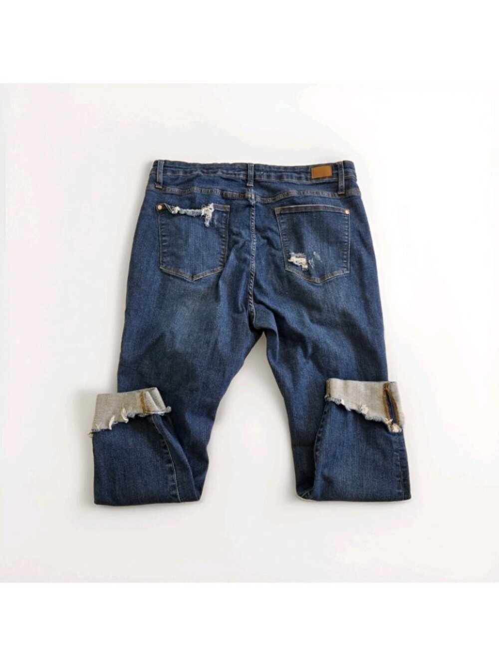Judy Blue Skinny Jeans 20W Dark Blue Destroyed Distressed Cuffed Stretch JB8822 - Picture 16 of 16